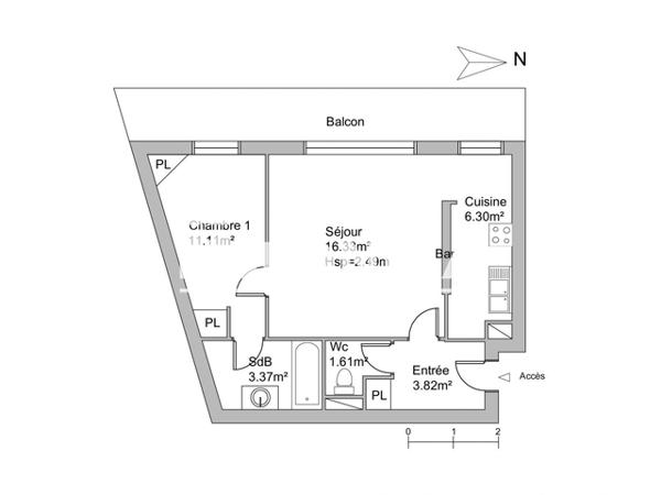 Location Appartement 2 pièces 42.54 m² - 44 RUE PAUL LOUIS LANDES Bordeaux 33000