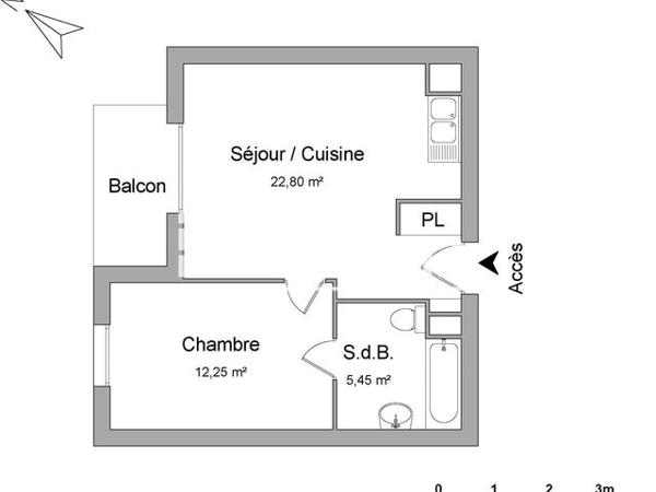 Location Appartement 2 pièces 40.5 m² - RESIDENCE CASTEL ST CYR St Cyr Sur Loire 37540