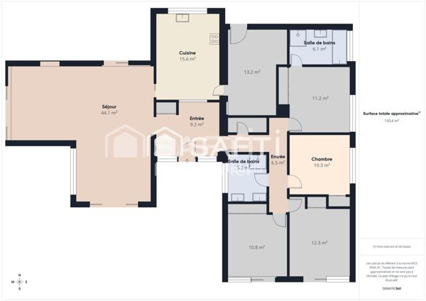 Maison d'architecte plain-pied 152 m² - Parcelle 1551 m² - Piscine chauffée - sans vis-à-vis.