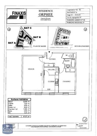 Appartement à louer 2 pièces 57.11m²
