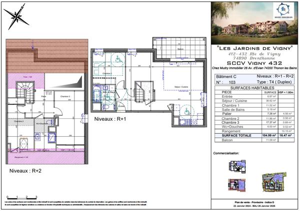 ATTIQUE - T4 Duplex 105 m² · Vue montagnes · À 27 min de Genève en train