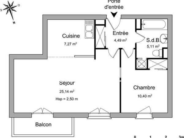 Location Appartement 2 pièces 52.41 m² - 44 RUE PASTEUR LUTHER KING La Roche Sur Yon 85000
