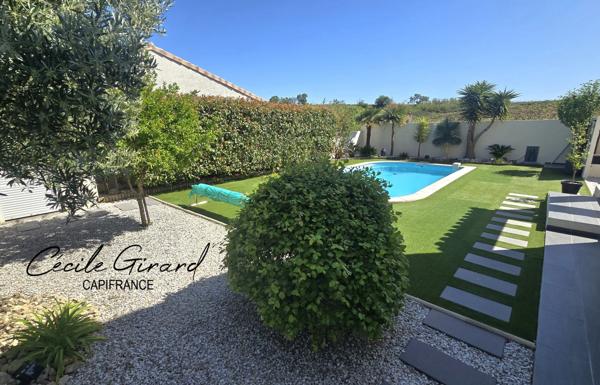 Exclusivité ! Maison à vendre 5 pièces SAUVIAN (34) piscine, garage, sans vis à vie, proche de la mer