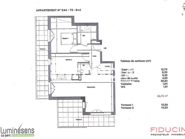 Location Appartement 3 pièces 62.73 m² - 3 RUE JEAN MOULIN Lens 62300