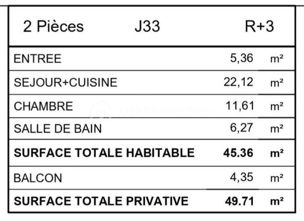 Appartement de 44,73 m²