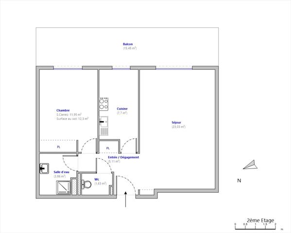 Appartement Le Cannet 2 pièce(s) 53.28 m2 avec terrasse et garage fermé