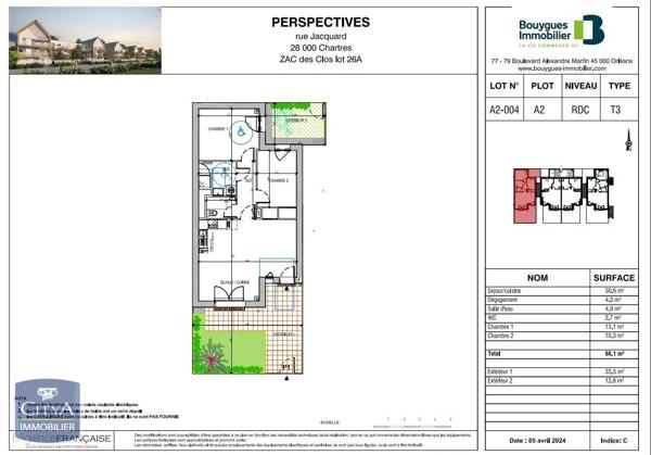 Appartement à louer 3 pièces 66.1m²