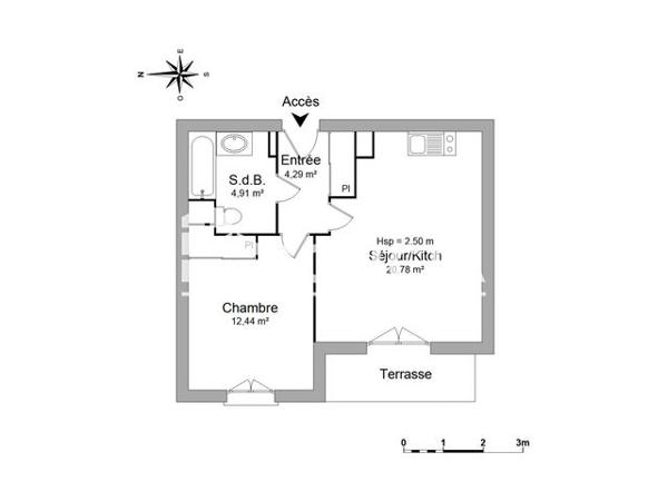 Location Appartement 2 pièces 42.42 m² - LES CANOTIERS La Riviere Saint Sauveur 14600