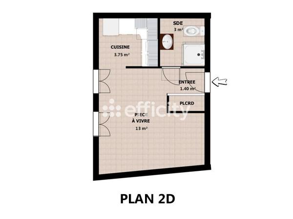 Appartement 1 pièce - 22 m² Exclusivité efficity
