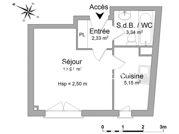Location Studio 24.73 m² - 1 RUE CHANTEREINE Rouen Cedex 76000
