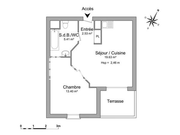 Location Appartement 2 pièces 42 m² - 16 BOULEVARD MARECHAL LECLERC Grasse 06130