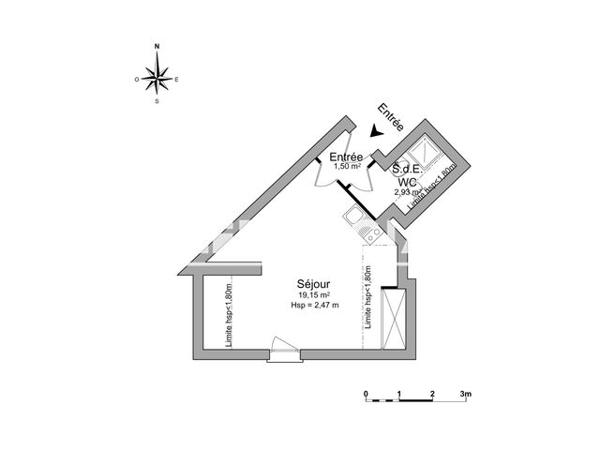 Location Studio 23.58 m² - 22 RUE TY COET Vannes 56000