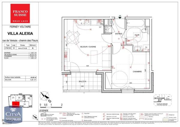 Appartement à louer 2 pièces 43.65m² Ferney-Voltaire (01210)