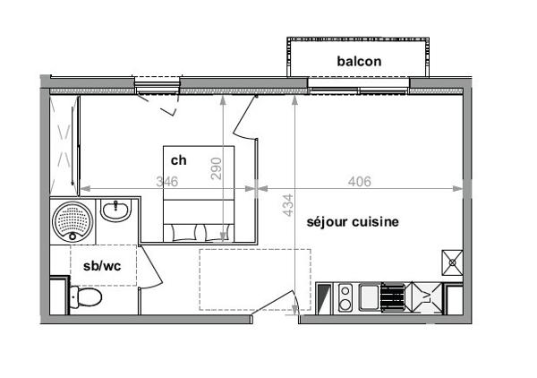 Appartement Darnétal 34.14 m²