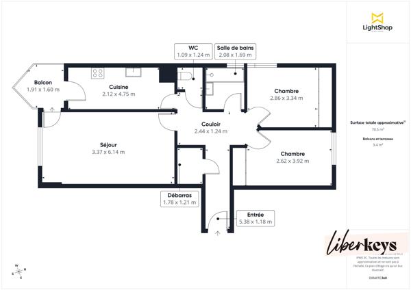 Plaisir – Appartement 3 pièces lumineux de 71 m² avec balcon et box fermé en sous-sol