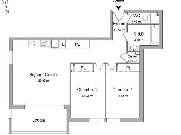 Location Appartement 3 pièces 67.71 m² - 44 AVENUE RENE CASSAGNE Cenon 33150