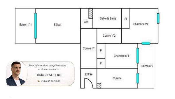 Appartement à vendre 3 pièces de 70 m²