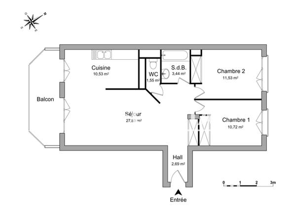 Location Appartement 3 pièces 68.35 m² - 1 AVENUE DU VERNAY Thonon Les Bains 74200