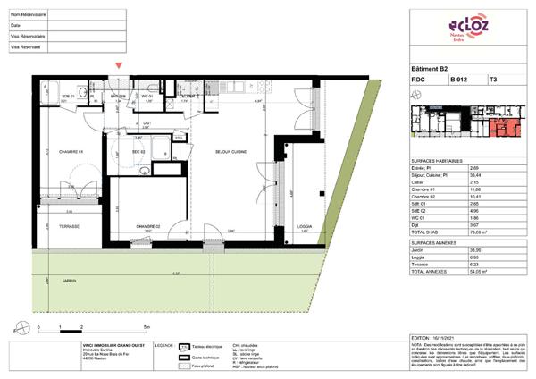 Appartement Nantes 3 pièce(s) 73.69 m2