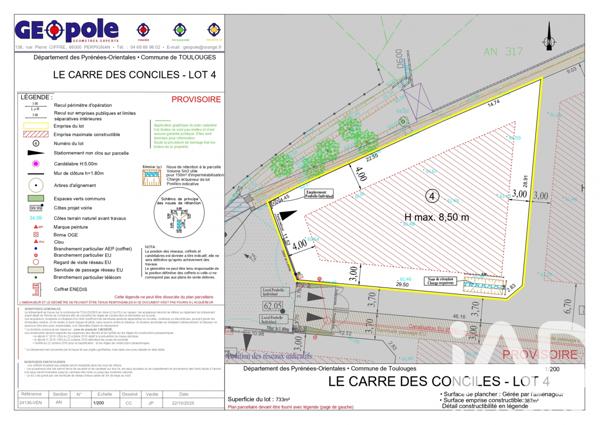 Terrain à vendre 733 m² Toulouges