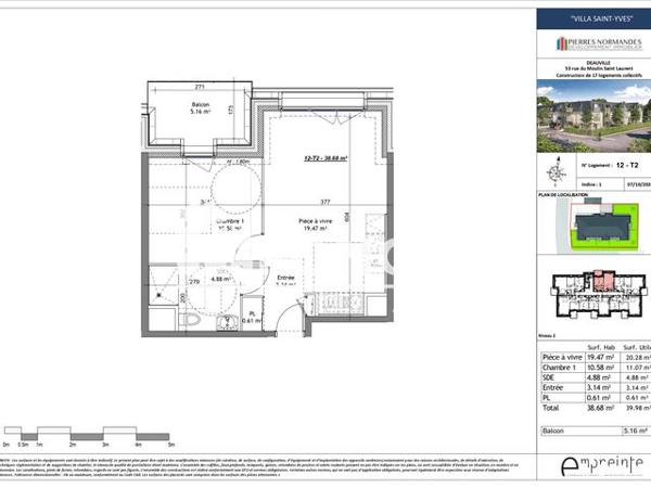 À vendre Appartement 2 pièces 38.68 m² - Deauville 14800