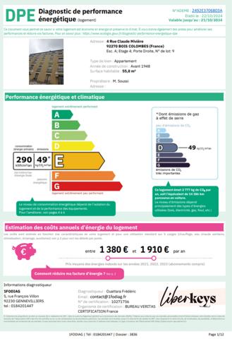 Appartement lumineux 66m², 2 chb, très grands placards + cave