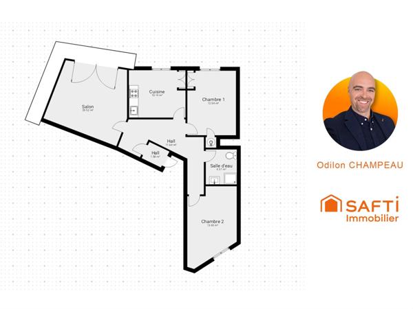 Appartement T3 de 70m2 avec Balcon filant - Emplacement stratégique