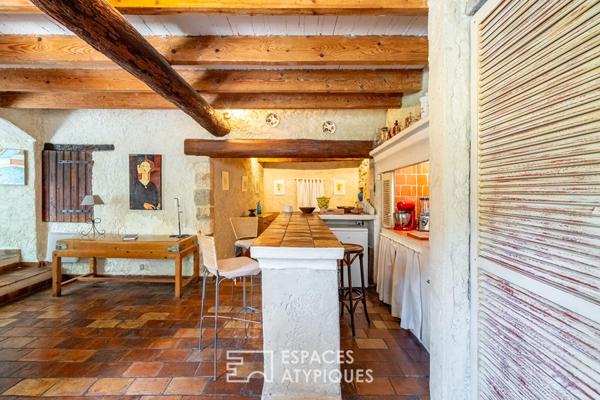 Mas en pierre du XVII° avec jardin