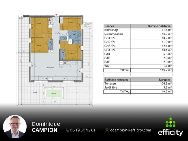 Appartement 5 pièces - 116 m²