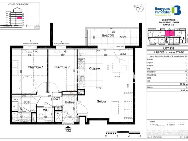 Location Appartement 3 pièces 63.64 m² - 45 BOULEVARD LOBAU Nancy 54000