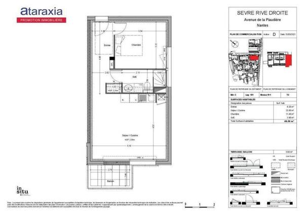 Appartement 2 pièces                                        - 44200 Nantes - Saint Jacques Réf : 12578