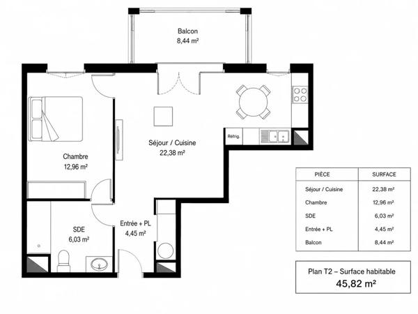 Vente                                                      Appartement
                        
                     2 pièces                      45 m2                     à Mimizan