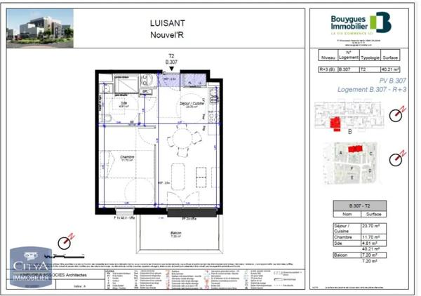 Appartement à louer 2 pièces 40.21m² Luisant (28600)