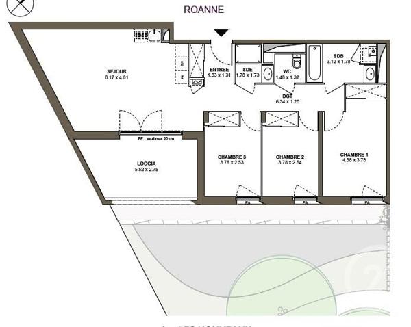 appartement à vendre  4 pièces - 88 m2 ROANNE - 42