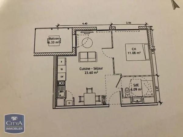 Appartement à louer 2 pièces 38.77m² Chenôve (21300)