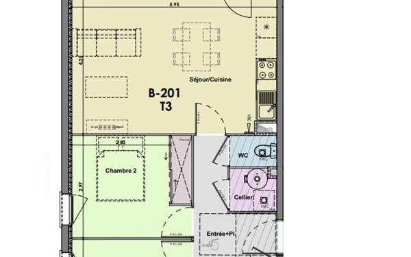 Appartement à vendre    3 pièces •  Fleury