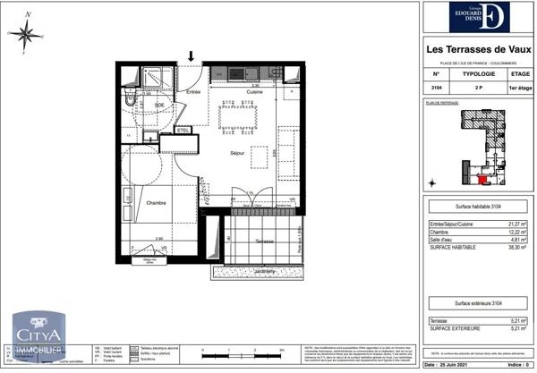 Appartement à louer 2 pièces 38.3m²