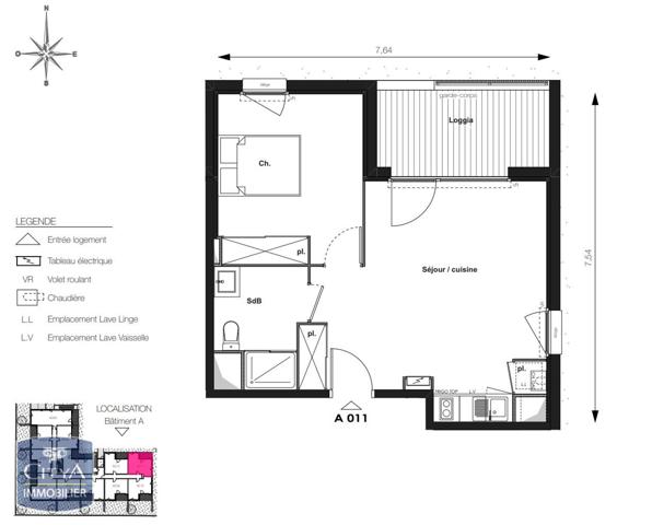 Location appartement Pins-Justaret (31860) 2 pièces 43.12m²