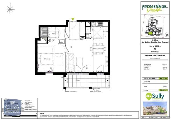 Location appartement 2 pièces de 48.35m²