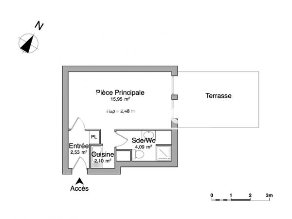 Location Studio 24.67 m² - 49 RUE MARENGO Le Mans 72000