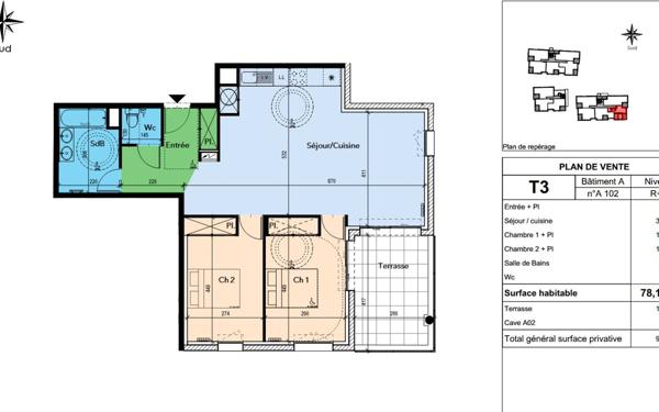 Appartement à vendre    3 pièces • 78,15 m2 Lapalud
