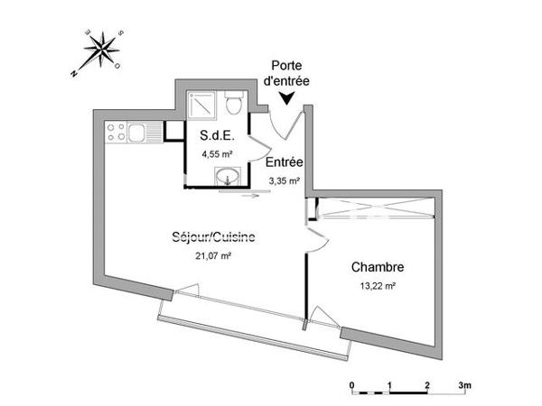 Location Appartement 2 pièces 42.19 m² - 14 RUE DIANE FOSSEY Nantes 44300