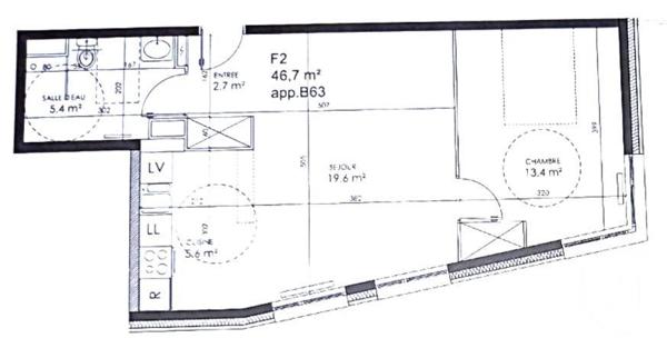 Appartement à vendre  2 pièces - 46,45 m2 LYON - 69007