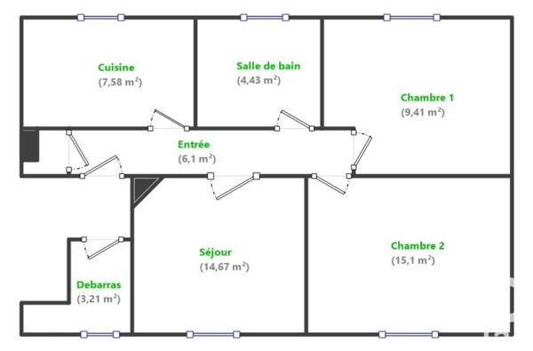 Appartement 3 pièces de 61 m² à Saint-Cloud (92210)