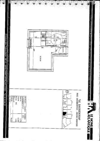 Appartement T1 NANTES Bon Port - 18.21 m2  99 000 Euros