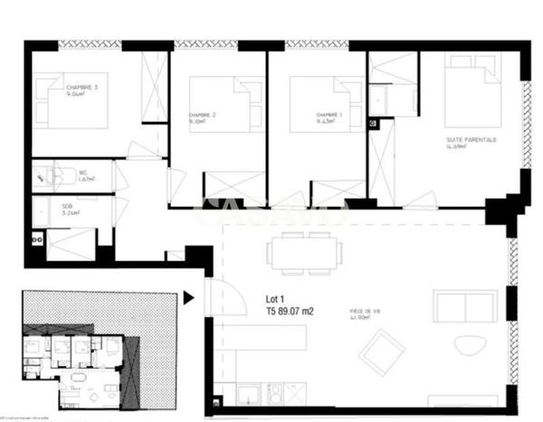 Vente Appartement 5 pièces de 89m² - 06000 Nice