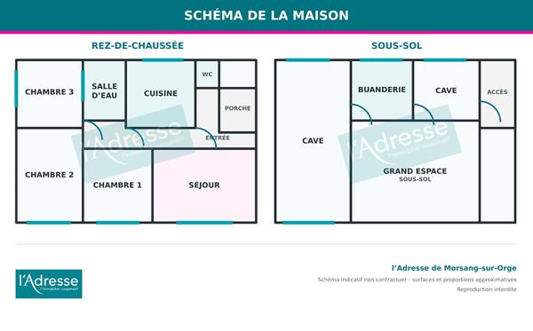 Maison avec sous-sol total, combles aménageables et grand terrain à Savigny-sur-Orge.