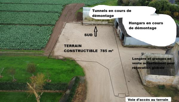 A vendre Terrain constructible Cleder 785 m2