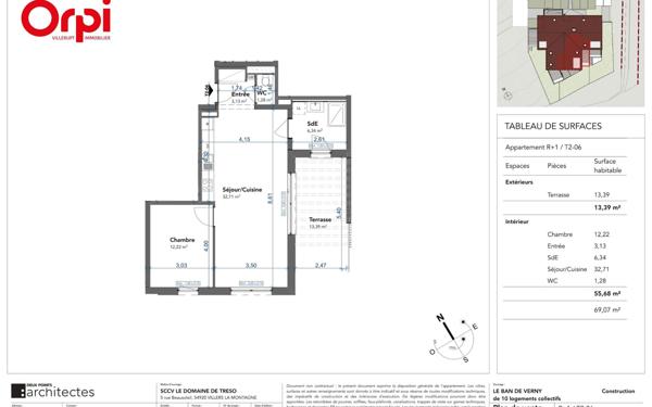 Appartement à vendre    2 pièces • 56 m2 Verny