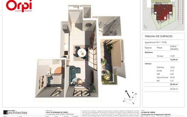 Appartement à vendre    2 pièces • 56 m2 Verny